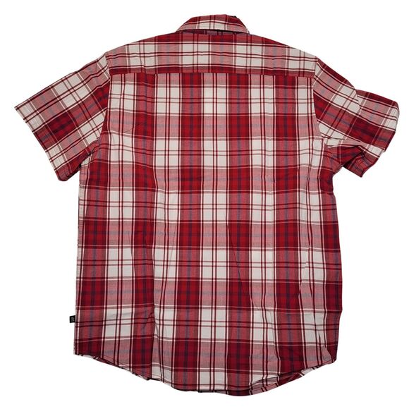 GAP Men's Red Plaid Short Sleeve Button-Up Cotton Poplin Shirt Size Large - Picture 2 of 12